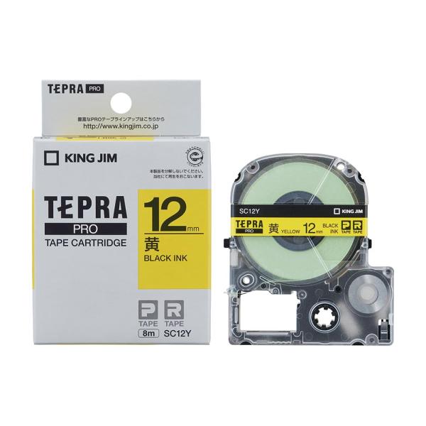 【商品名】　キングジム 純正 テプラPROテープカートリッジ カラーラベル(パステル) 12mm 黄ラベル/黒文字 長さ8m SC12Y 【商品説明】　・<b>メーカー型番 :</b> SC12Y・<b>...
