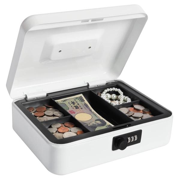 他サイト： （トモリ）Tomori 金庫 ミニ金庫 手提金庫 ダイヤル式 金属製 ホワイト 25x20x8.8cm (ホワイト, M)の商品画像