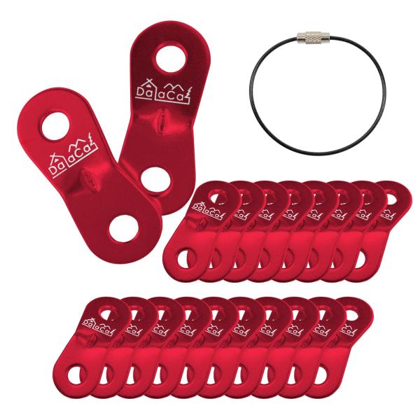 他サイト： DaLaCa アルミニウム 自在金具 ロープテンショナー テント タープ ロープ 張り用 20個セット 5ｍｍまで対応 (レッド)の商品画像