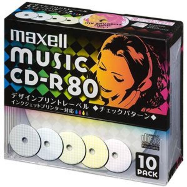 maxell 音楽用 CD-R 80分 インクジェットプリンタ対応デザインプリントワイド印刷) 10枚 5mmケース入 CDRA80PMIX