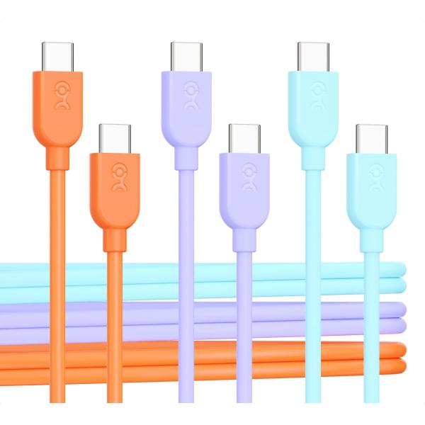 Cable Matters 3本セット USB C ケーブル 0.3m/1ft 柔らかい USB Type-C ケーブル 60W PD対応