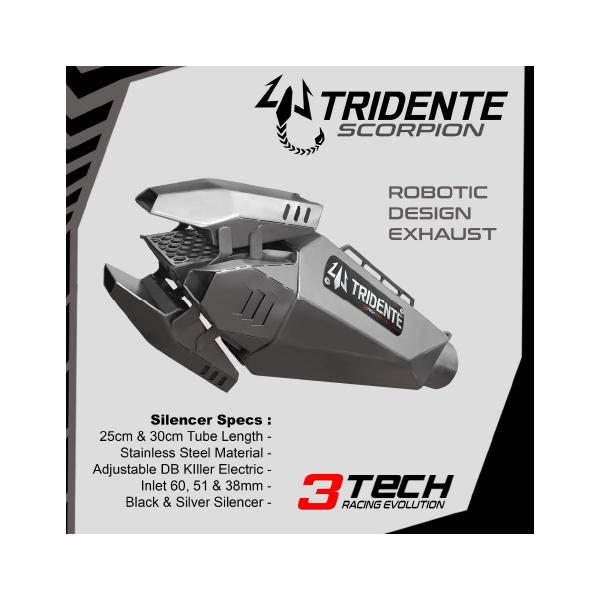 3Tech Racing Tridente Scorpion Sporty ロボットマフラー 可変バルブ 差込口径38mm バイク用 スリップオン