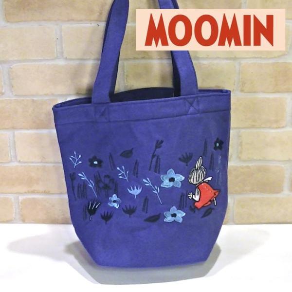 MOOMIN ムーミン グッズ　トートバッグ うしろ姿のリトルミイ　「ネイビーガーデン」　 ミニバッグ・紺色 0121-87