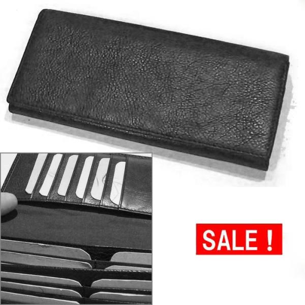 牛革 長財布 長札入れ　8800円⇒SALE  カードたっぷり３０枚分 （小銭入れなし）ブラック 0326-07