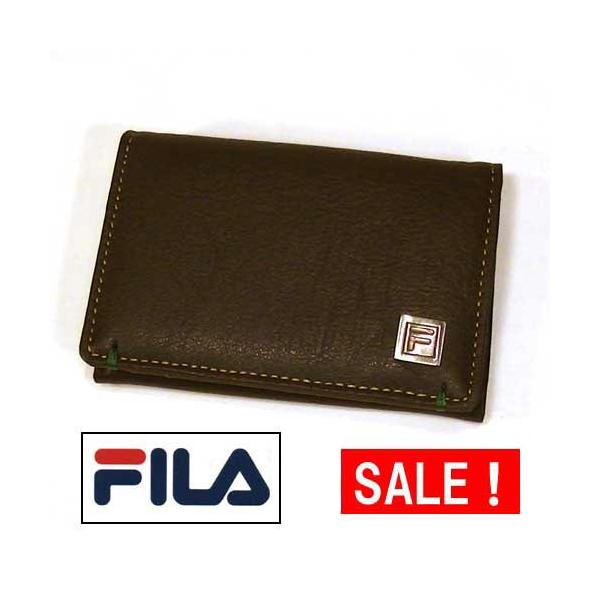 牛革　名刺入れ　4950円⇒SALE  FILA フィラ・ダークブラウン 0327-92