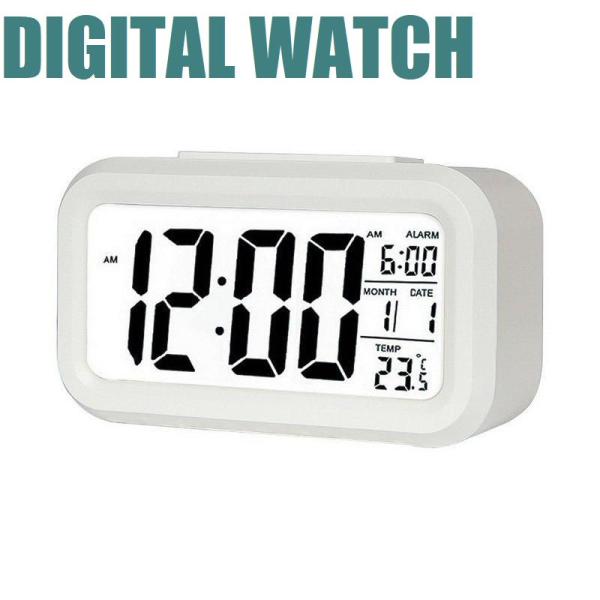 目覚まし時計 ホワイト アラーム スヌーズ機能付き 単3電池3本使用