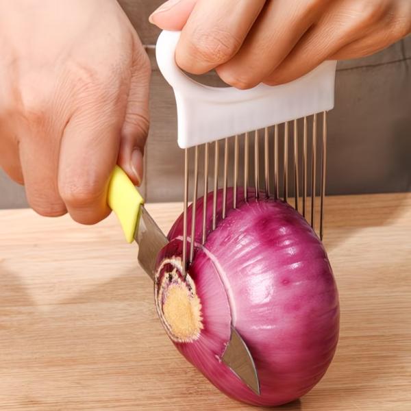 ステンレス製 玉ねぎニードルフォーク 野菜・果物スライサー トマトカッター カッティングホルダー キッチンアクセサリーツール
