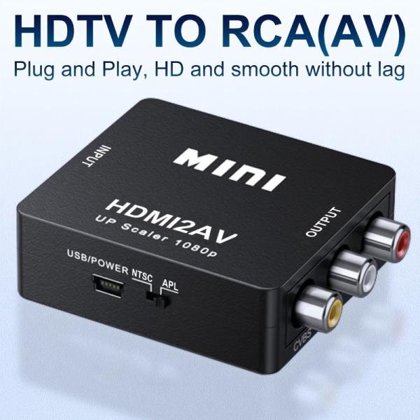 高画質HDTV → RCA ビデオ変換ケーブル。監視用セットトップボックスとテレビの接続に。