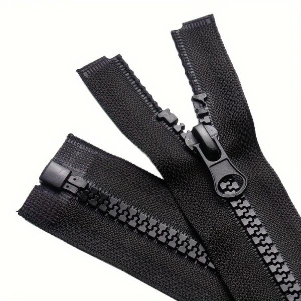 樹脂製ジッパー、厚歯、黒色、20-60cm、服飾用