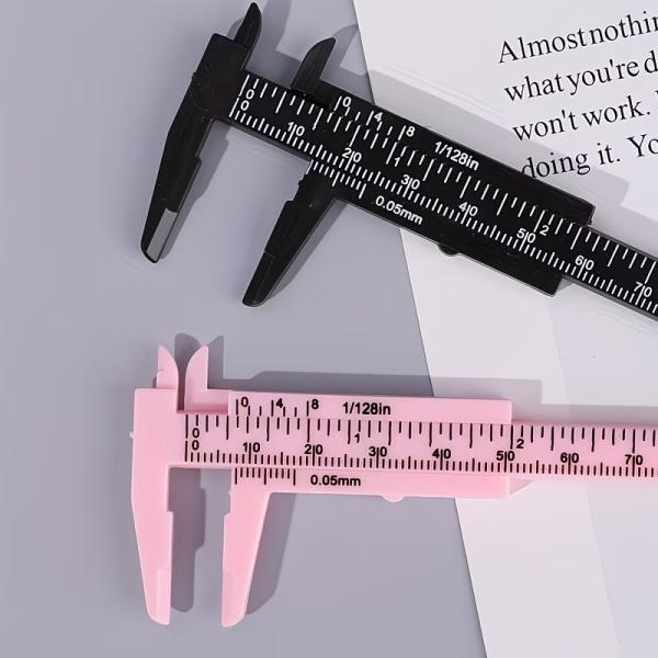 おしゃれなミニノギス 2個セット 携帯用両目盛ノギス 学校・事務用品定規 精密タトゥー・刺繍・眉毛測定ツール