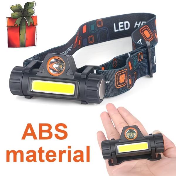 【1個】コンパクトミニヘッドライト、多用途コブ懐中電灯、2つの照明モード、LEDキャンプヘッドライト、ハイキング、ハンドヘルド照明、家庭用、夜間ラ