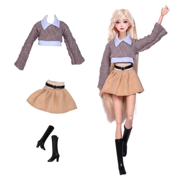 29.97cm人形用シックなドール衣装セット - カジュアルスカート＆シャツ付き、複数の色展開（人形は含まれません） (人形除く)