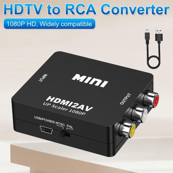 HDTVからRCAへのコンバーター、HDTVから旧型テレビへのアダプター 3RCA CVBs コンポジットビデオオーディオコンバーターアダプター PA