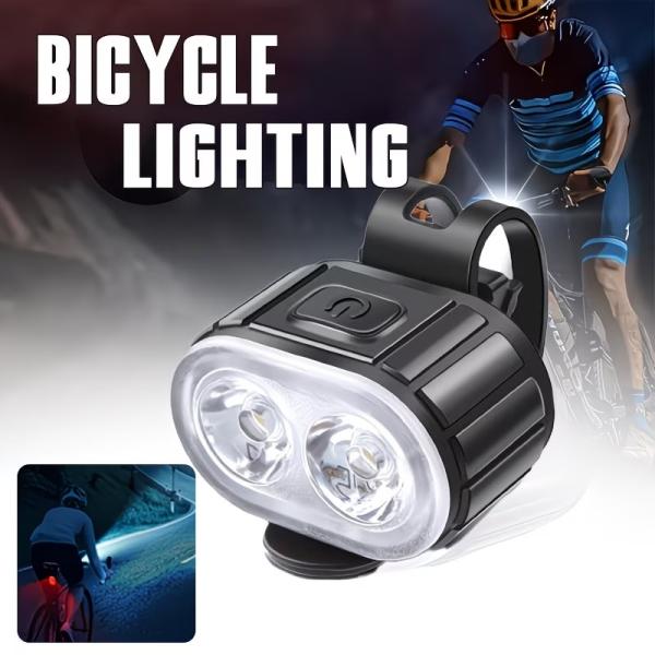 1個 明るいUSB充電式自転車ライト LEDマウンテンバイクライト 自転車フロントヘッドライト コンパクト 持ち運び簡単 複数点灯モード