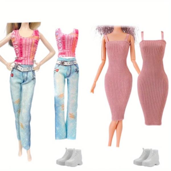 11.5インチ人形用ファッションドール服セットと30cm人形用ドレス+靴、1/6スケール人形衣装アクセサリー（(人形除く)