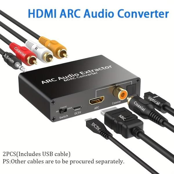 HDTV ARCオーディオエキストラクター DACコンバーター 192KHz デジタルアナログ変換器 光/SPDIF同軸 HDTV ARCから光/SP
