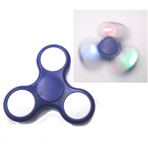 ハンドスピナー ブルー 光って回す Hand spinner ストレス解消