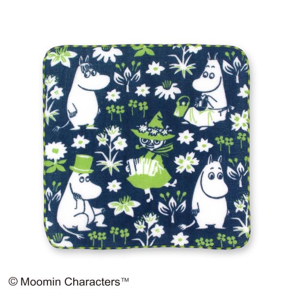 ムーミンガーゼパイルハンカチ ムーミンフレンズ 紺 moomin 綿100％ タオル地 日本製 ギフト 内祝 粗品 贈り物 母の日 プレゼント