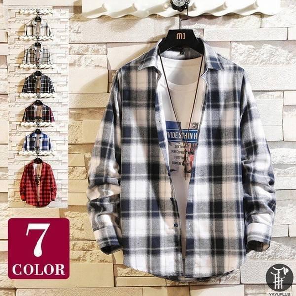 シャツ チェックシャツ カジュアルシャツ メンズ チェック柄 7色入 ロングシャツ メンズ 長袖 ライトアウター メンズファッション 春 秋 薄手