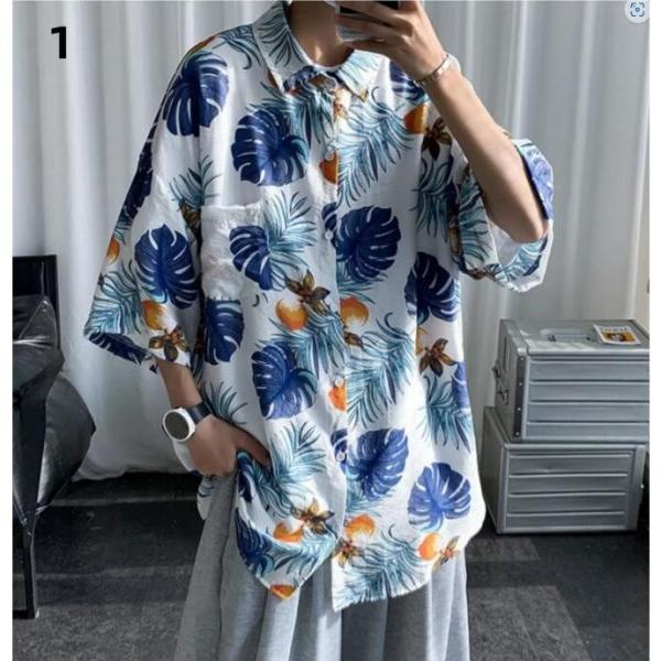 ゆったりと気分は南国 ボタニカル柄シャツ 半袖 リゾート 旅行 メンズ メンズファッション ストリート系 カジュアル モード系 韓国 ファッション
