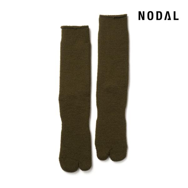 【DM便190円】NODAL Brushed Pile Socks（Army Green） 裏起毛のパイルソックス NDY10