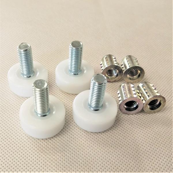 家具用脚金物 ポリエチレン アジャスター 白 25ｍｍ M8 鬼目ナット付き 4個セット Ajaster Onime 25 Wh4 Tmkオンラインショップ 通販 Yahoo ショッピング
