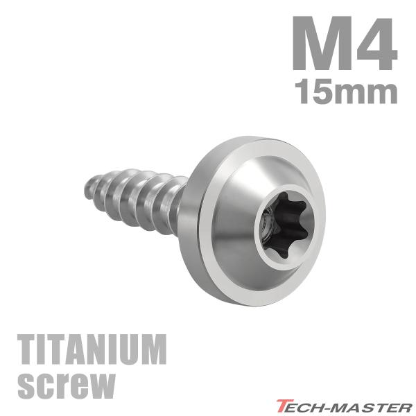 チタンネジ M4×15mm タッピングビス トルクス穴付き シルバーカラー 1個 JA1023