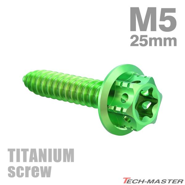 チタンネジ M5×25mm タッピングビス トルクス穴付き グリーン 1個 JA1212