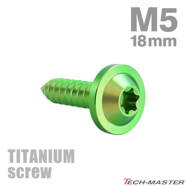 チタンネジ M5×18mm タッピングビス トルクス穴付き グリーン 1個 JA1261