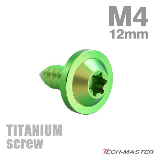 チタンネジ M4×12mm タッピングビス トルクス穴付き グリーン 1個