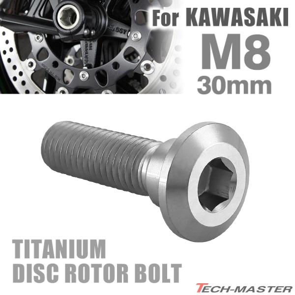 64チタン ブレーキディスク ローター ボルト M8×30mm P1.25 六角穴 カワサキ車用 KAWASAKI シルバーカラー JA2039