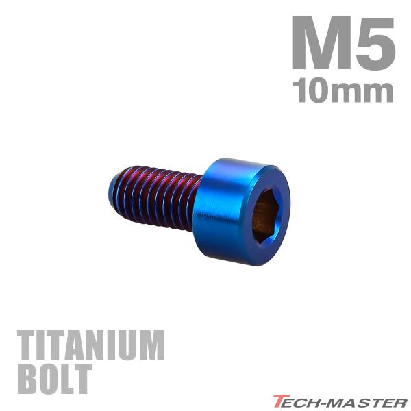 チタンボルト M5×10mm P0.8 ストレートキャップボルト スリムヘッド 六角穴付き 焼きチタンカラー 1個 JA2321