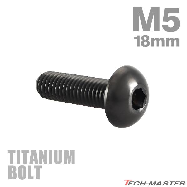 チタンボルト M5×18mm P0.8 トラスヘッド 六角穴付き ブラック 1個 JA2659