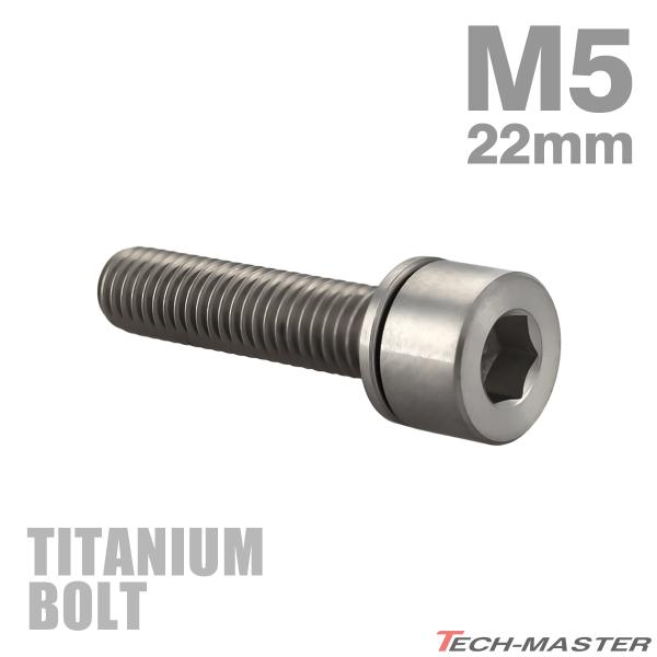 チタンボルト M5×22mm P0.8 ワッシャー組込 六角穴付き ストレートキャップボルト シルバー 1個 JA2677