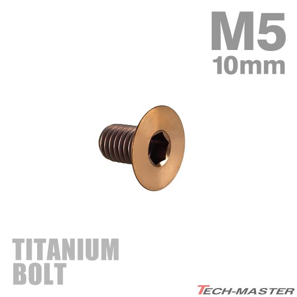 チタンボルト M5×10mm P0.8 皿ボルト 六角穴付き キャップボルト ブロンズカラー 1個 JA3013