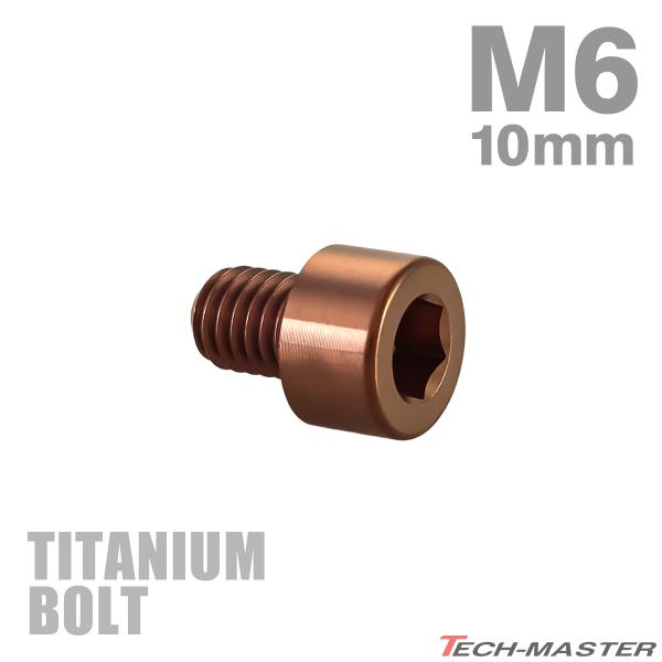 チタンボルト M6×10mm P1.0 ストレートキャップボルト スリムヘッド 六角穴付き ブロンズ 1個 JA3061