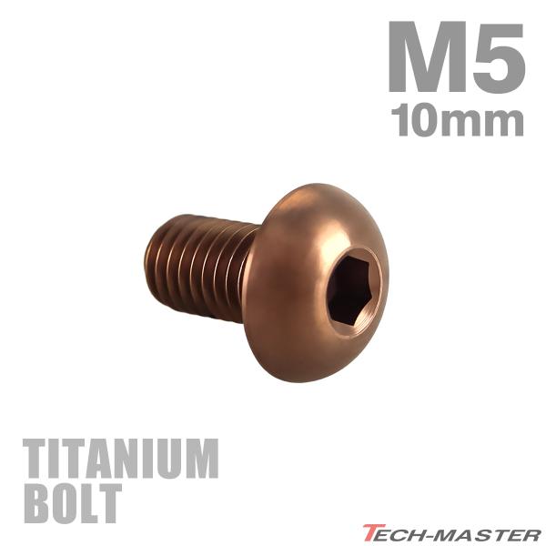 チタンボルト M5×10mm P0.8 トラスヘッド 六角穴付き ボタンボルト ブロンズ 1個 JA3105