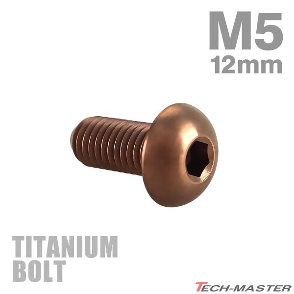 チタンボルト M5×12mm P0.8 トラスヘッド 六角穴付き ボタンボルト ブロンズ 1個 JA3106