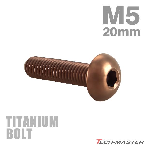 チタンボルト M5×20mm P0.8 トラスヘッド 六角穴付き ボタンボルトブロンズ 1個 JA3109