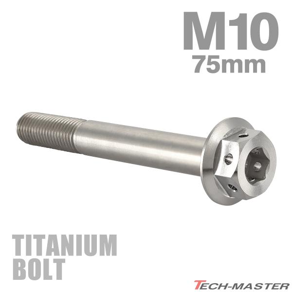 チタンボルト M10×75mm P1.25 六角ボルト 六角穴付き キャップボルト シルバーカラー 1個 JA453
