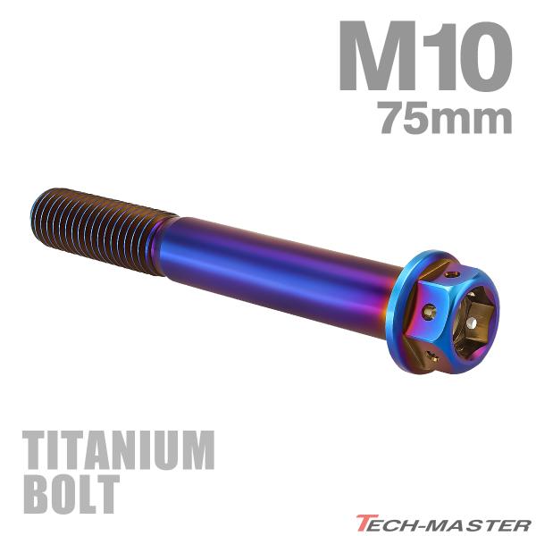 チタンボルト M10×75mm P1.25 六角ボルト キャップボルト フランジ付 焼きチタンカラー 1個 JA557