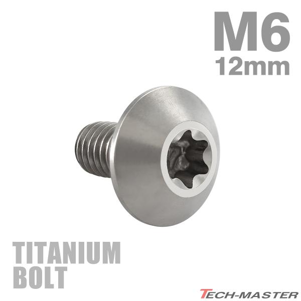 チタンボルト M6×12mm P1.0 テーパーヘッド トルクス穴 ボタンボルト シルバー 1個 JA625