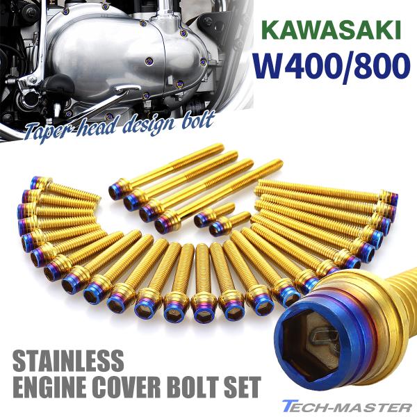 カワサキ W400 W800 エンジンカバー クランクケース ボルト 30本