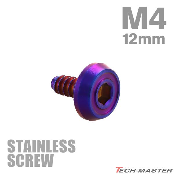 ステンレスネジ M4×12mm タッピングビス 六角穴 フラットヘッド 焼きチタンカラー 1個 TC0176