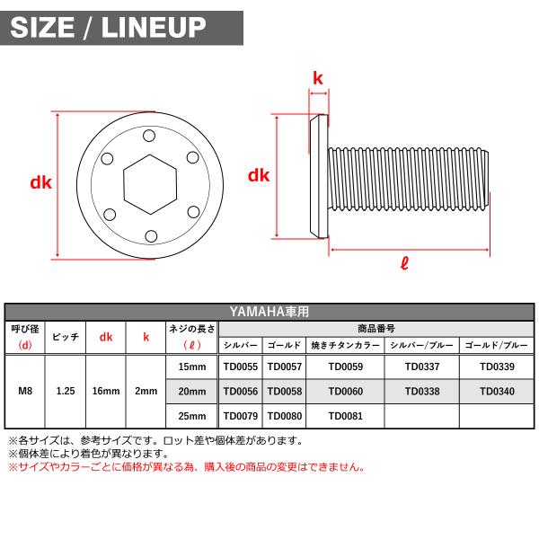 �u���[�L�f�B�X�N ���[�^�[�{���g M8�~25mm P1.25 ���}�n�p �V���z�[���w�b�h �V���o�[�J���[ TD0079 ���i�摜3