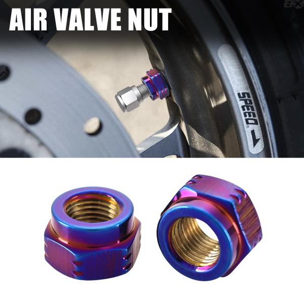 エアバルブ ナット M8 P0.8 タイヤ バルブキャップ 2個入り ステンレス製 焼きチタンカラー TH0510