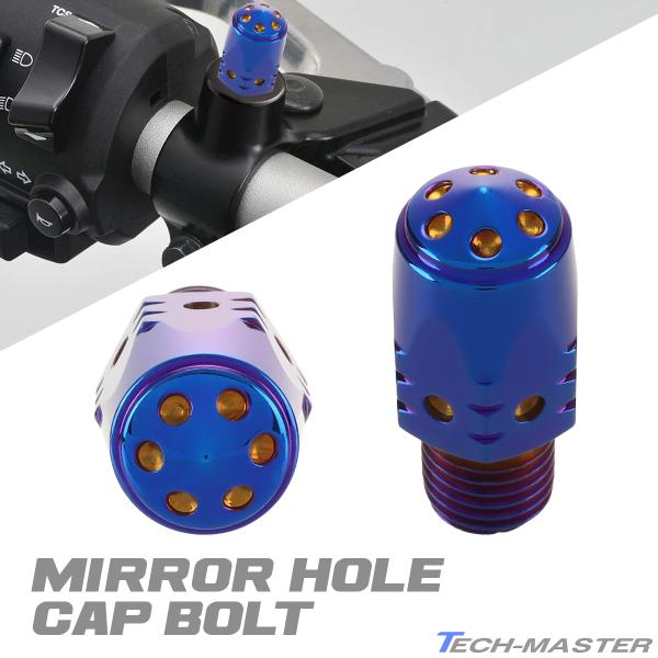 ミラーホールキャップ 正ネジ 逆ネジ M10×10mm P1.25 2個セット ヤマハ車用 サイドホールヘッド 焼きチタンカラー TH0637