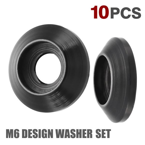 M6 デザイン ワッシャー 10枚セット アルミ製 外径18mm ブラック TH0706-BK