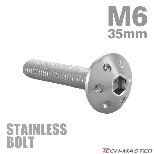 ステンレスボルト M6×35mm P1.0 ボタンボルト ホールヘッド シルバーカラー TR0056