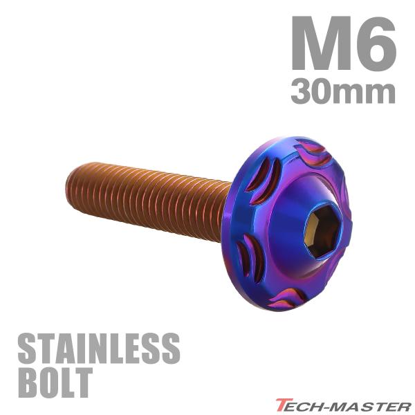 ステンレスボルト M6×30mm P1.0 ボタンボルト スノーヘッド 焼きチタンカラー TR0293